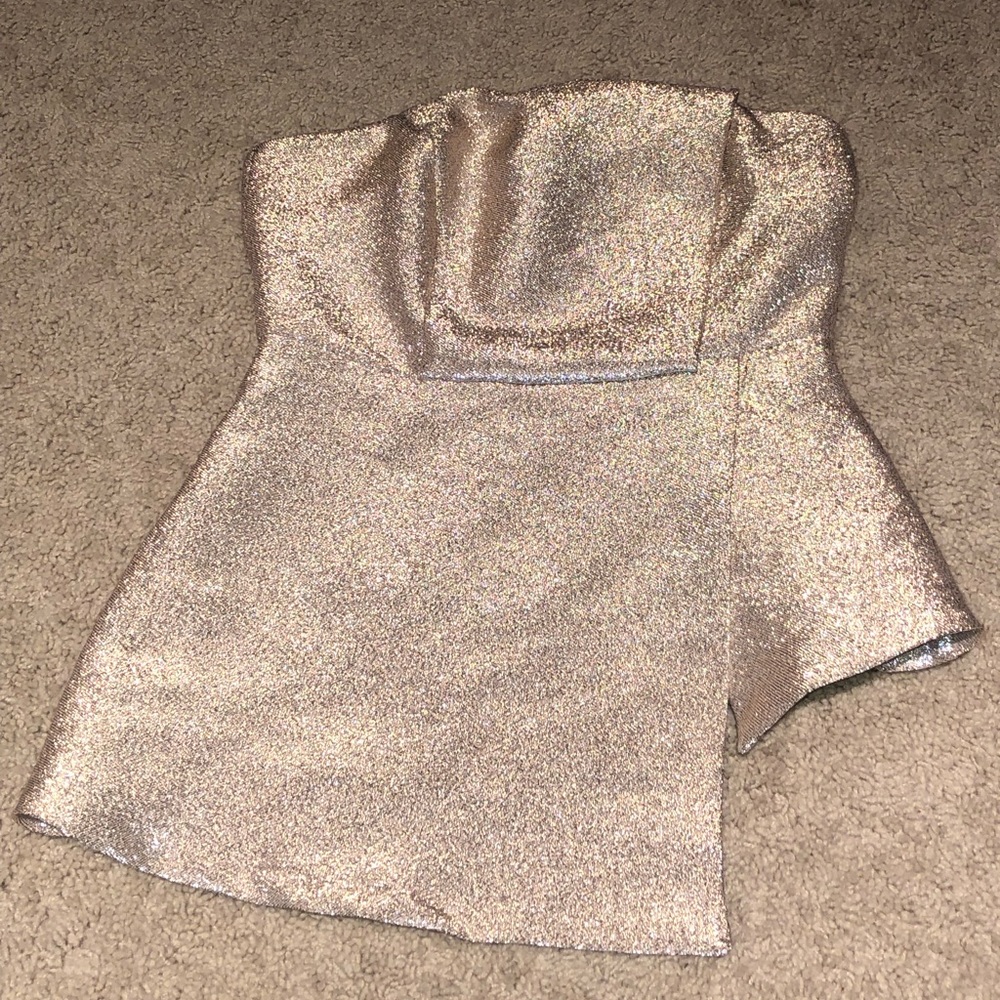 Topshop Gold/Silver Strapless Top